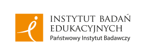 Logotyp Instytutu Badań Edukacyjnych Państwowego Instytutu Badawczego. Z lewej strony pomarańczowy kwadrat z wpisanym białym znakiem przypominającym litery „i”, „e” oraz ludzką postać. Z prawej pełna nazwa Instytutu.